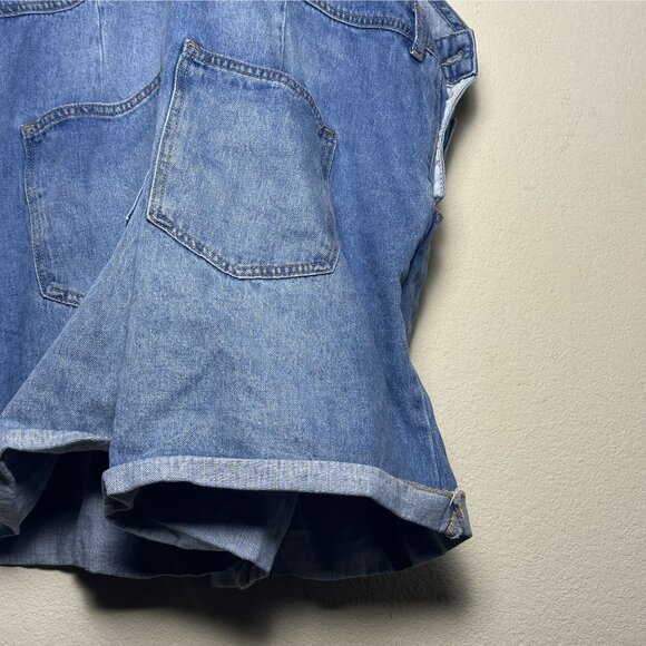 Forever 21 Denim Jeans Bib Overalls Shorts Western Indie Boho Pant Women 2x NWT - Picture 13 of 15